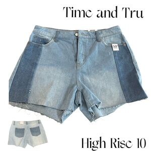 NWT Size 10 HIGH RISE 3.5” Women's Blue Denim Shorts light & medium wash denim